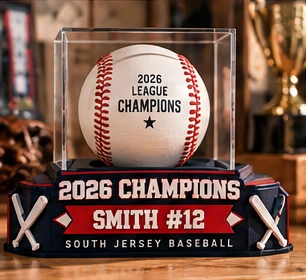 Baseball championship display stand with clear case