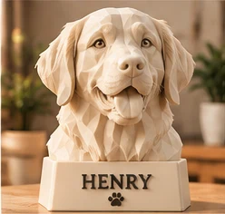 Pet bust in modern ivory with the name HENRY