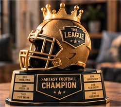 Fantasy football trophy in classic gold